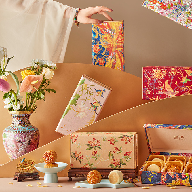 朕的心意 錦盒·舒和月餅禮盒 6餅3味 300g包裝禮盒產(chǎn)品包裝創(chuàng)意設計欣賞(圖4)